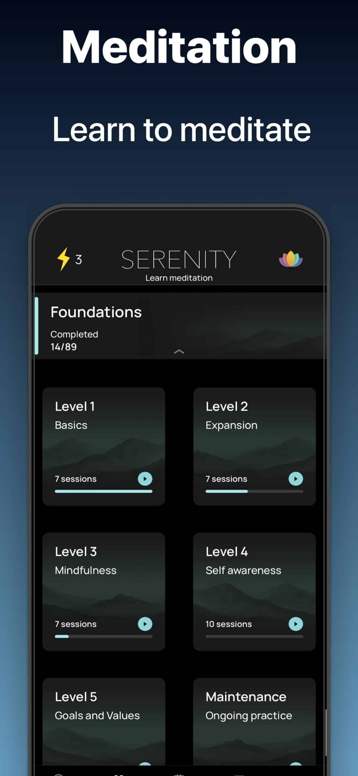 Serenity Premium APK – Relaxe, reduza o estresse e encontre a paz interior 4